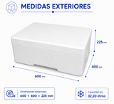 Caja EPS 32,20 L para transporte en frío | Caja isotérmica de porexpán con tapa - Suministros Profesionales