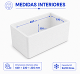 Caja EPS 24,10 L para transporte en frío | Caja isotérmica de porexpán con tapa - Suministros Profesionales