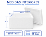 Caja EPS 0,5 L blanca para transporte en frío | Caja isotérmica de porexpán con tapa - Suministros Profesionales
