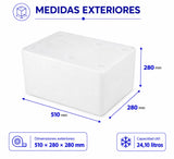 Caja EPS 24,10 L para transporte en frío | Caja isotérmica de porexpán con tapa - Suministros Profesionales