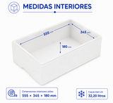 Caja EPS 32,20 L para transporte en frío | Caja isotérmica de porexpán con tapa - Suministros Profesionales