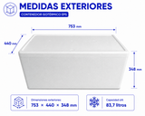 Contenedor isotérmico EPS 83,70 L para transporte en frío | Contenedor de porexpán con tapa - Suministros Profesionales